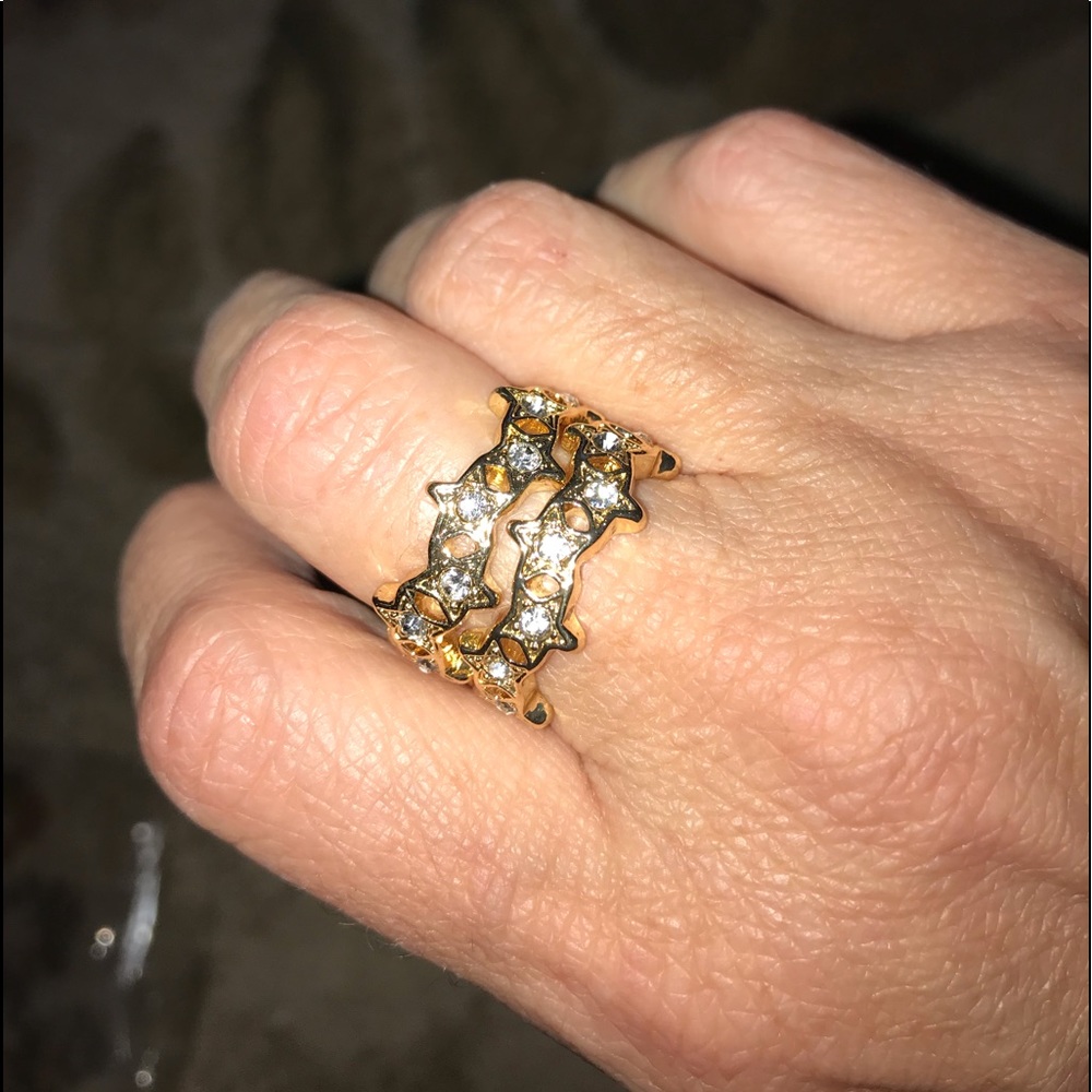 Gold tone stacking rings/size 8